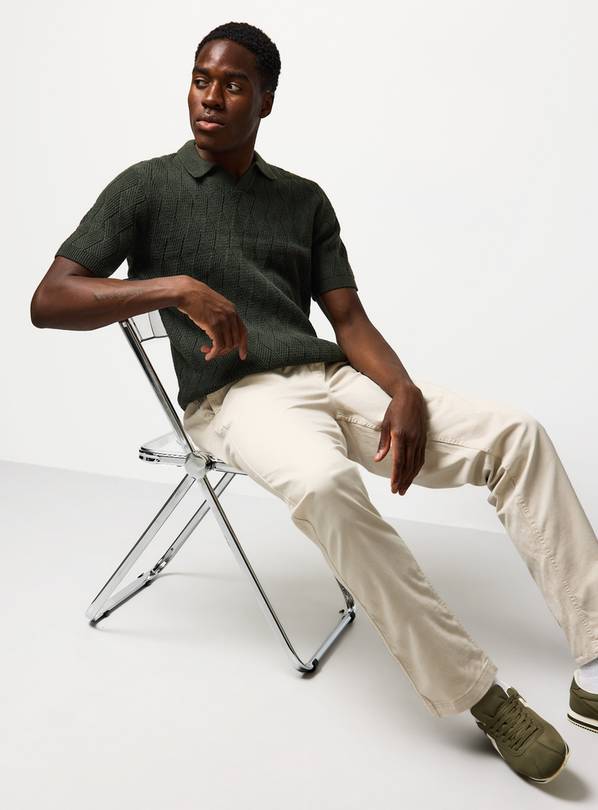 Dark Green Jacquard Trophy Neck Polo Shirt XXXL